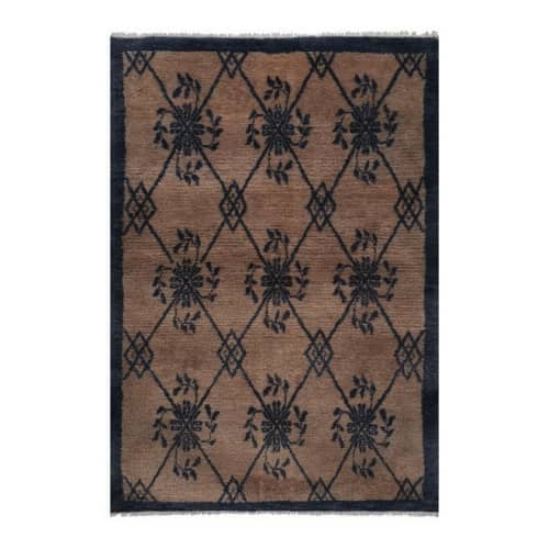 Vintage Macchiato Angora Wool Turkish Shaggy Rug 3'9'' X 5'4 | Area Rug in Rugs by Vintage Pillows Store