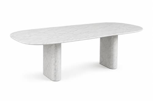 Carrara White Marble Oval Dining Table | Handmade Natural Stone Dining Table | Tables by Vero Marble