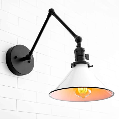 Adjustable Sconce With Switch - Model No. 3861 | Sconces by Peared Creation. Item composed of brass and glass