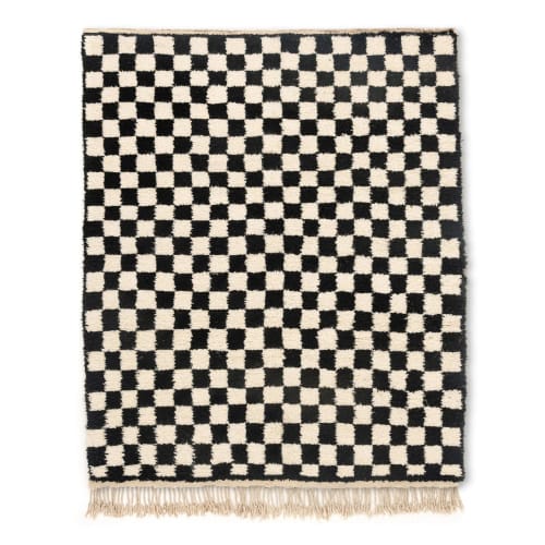 Black White Checked rug, moroccan Beni ourain rug | Rugs by Benicarpets