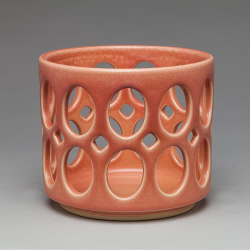 Cylindrical Oval Openwork Bowl - Rhubarb | Decorative Objects by Lynne Meade