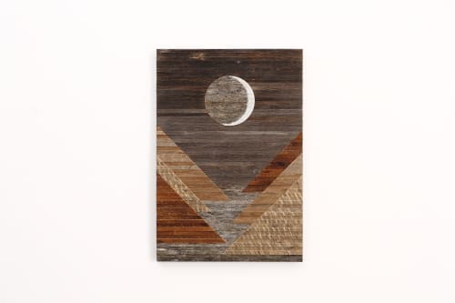 Waxing Crescent 22"x32" | Wall Sculpture in Wall Hangings by Craig Forget. Item made of wood works with mid century modern & contemporary style