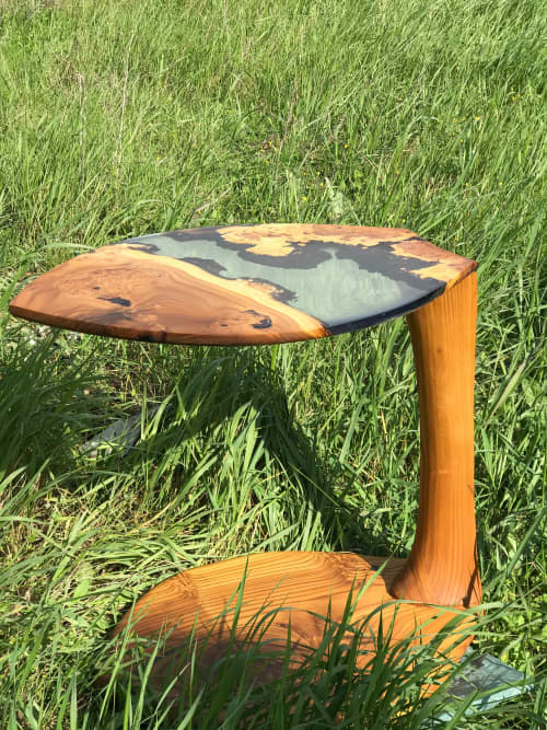 Epoxy Leaf Side Table - Epoxy Coffee Table | Tables by Tinella Collection. Item composed of wood and synthetic in contemporary or art deco style
