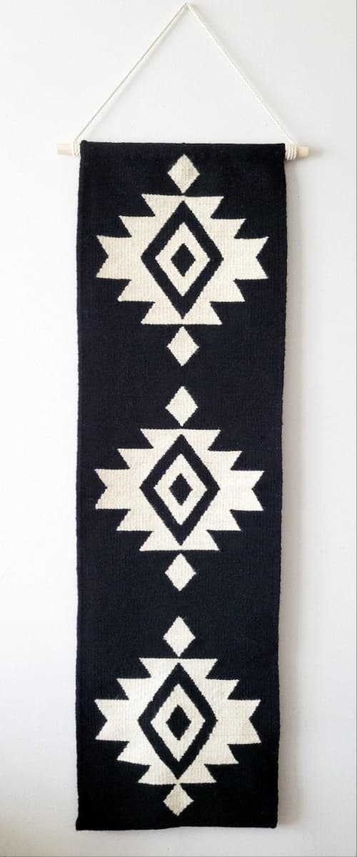 Black Bella Handwoven Wall Hanging Tapestry | Wall Hangings by Mumo Toronto. Item made of cotton works with boho & contemporary style
