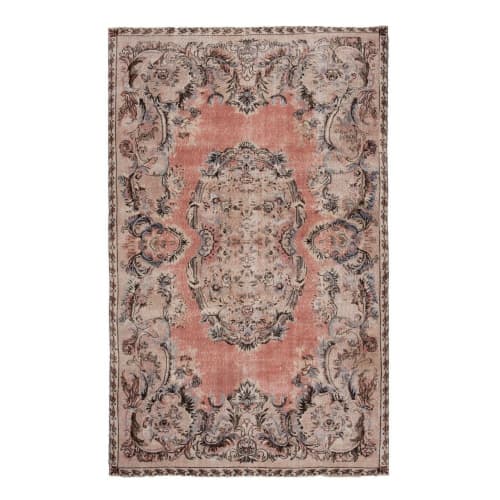 Contemporary Turkish Oushak Rug with Floral Medallion Design | Area Rug in Rugs by Vintage Pillows Store. Item made of wool with fiber