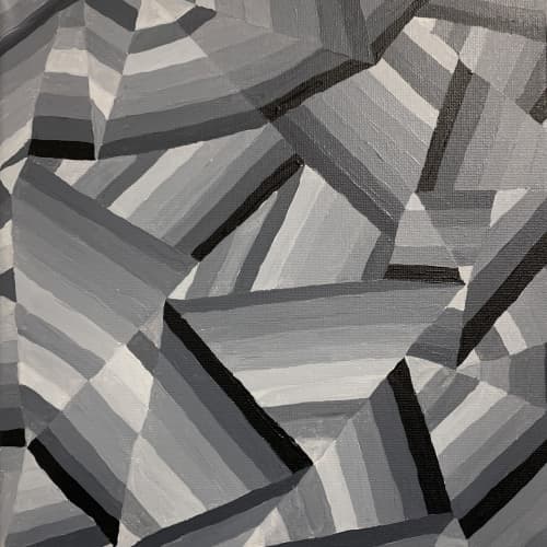 Grey Geo 10"x10" | Oil And Acrylic Painting in Paintings by Emeline Tate. Item composed of canvas and synthetic