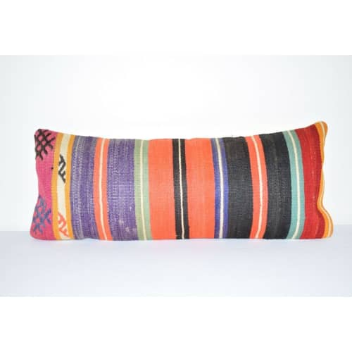 10" X 24" Ethnic Wool Home Decor Turkish Lumbar Kilim Pillow | Sham in Linens & Bedding by Vintage Pillows Store. Item composed of fabric