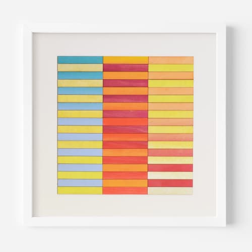 Orange and Blue Stripe Colour Study Painting | Mixed Media in Paintings by Amelia Coward