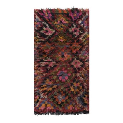 Vintage Turkish Shaggy Filikli Rug - Designer Tulu Carpet 3' | Area Rug in Rugs by Vintage Pillows Store