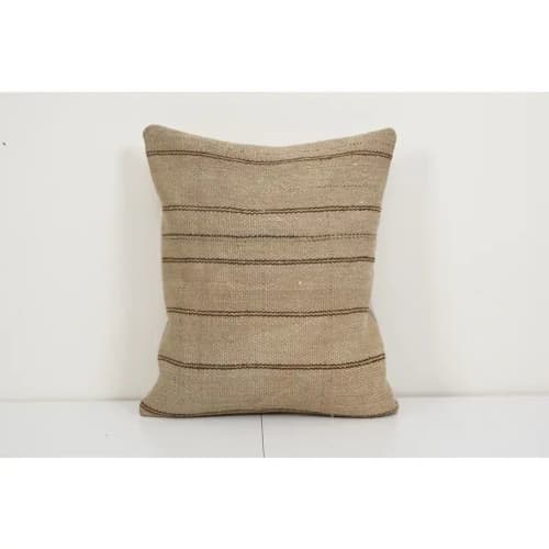 Vintage Hemp Turkish Kilim Pillow, Vintage Natural Turkish H | Cushion in Pillows by Vintage Pillows Store