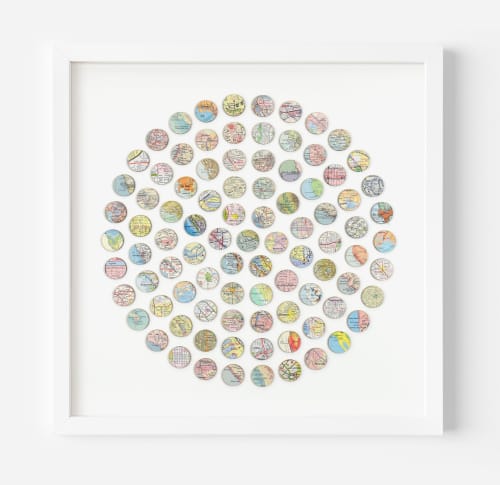 Vintage California Map Dots Collage, Circle | Paintings by Amelia Coward
