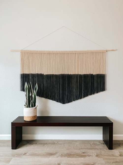 Large Black Macrame Wall Hanging & Fiber Art by Love & Fiber