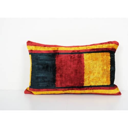 Minimalist Silk Ikat Cushion Cover, Ikat Velvet Pillowcase | Pillows by Vintage Pillows Store. Item composed of cotton & fiber