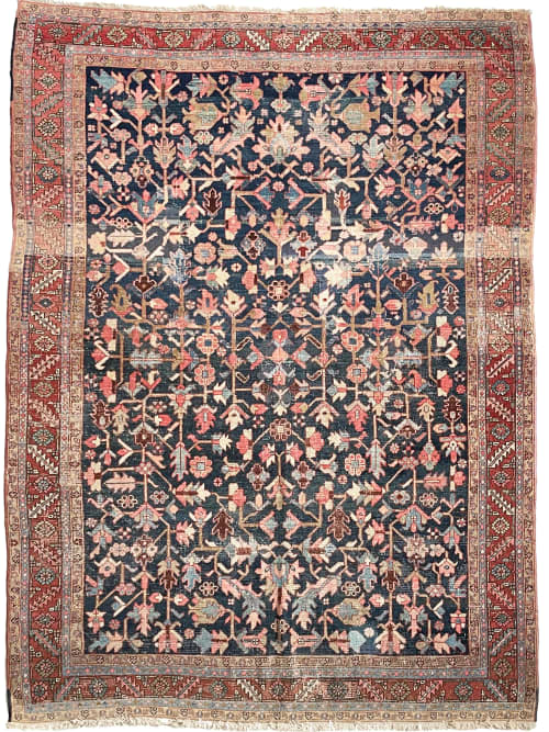 DAZZLING & RARE European-Sized Indigo Blooming Jungle | Area Rug in Rugs by The Loom House. Item composed of fabric & fiber