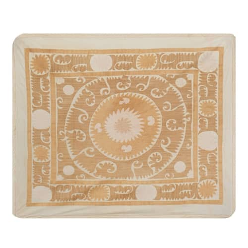Uzbek Hand Embroidery Faded Suzani Tablecloth, Samarkand Wal | Linens & Bedding by Vintage Pillows Store