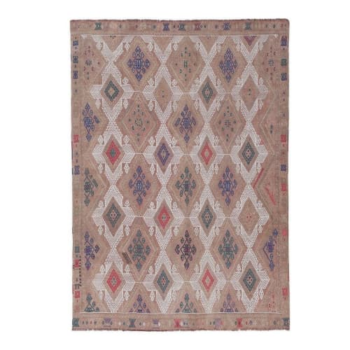 Vintage Taupe Turkish Jajim Kilim Rug 4'10'' X 6'8'' | Area Rug in Rugs by Vintage Pillows Store. Item made of fabric with fiber
