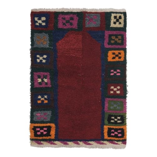 Vintage Organic Wool Turkish Tulu Rug 3'3'' x 4'1'' | Area Rug in Rugs by Vintage Pillows Store. Item made of cotton
