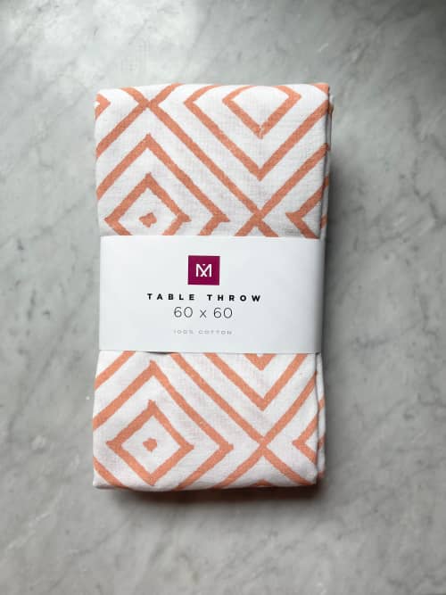Table Throw - Diamond, Melon | Linens & Bedding by Mended. Item made of cotton