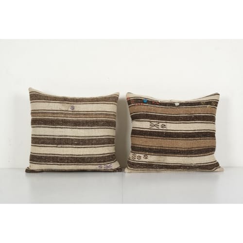 Vintage Turkish Striped Hemp Kilim Pillow Cover | Sham in Linens & Bedding by Vintage Pillows Store. Item composed of cotton