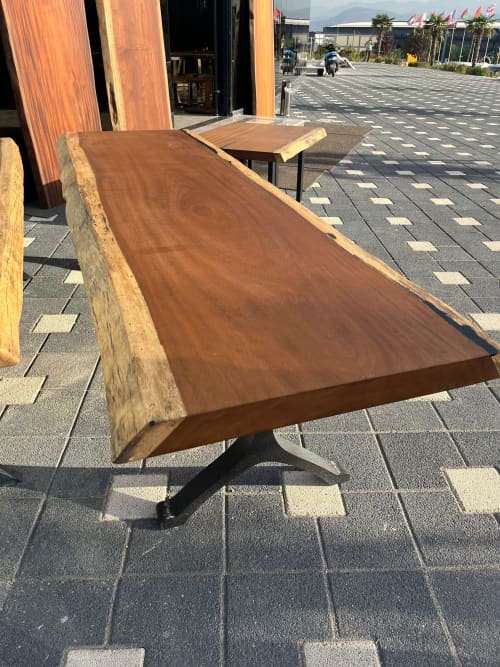 Wooden Dining Table - Live Edge Table - Garden Outdoor Table | Conference Table in Tables by Tinella Collection. Item composed of wood & metal compatible with boho and contemporary style
