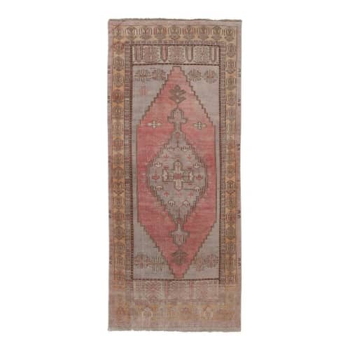 Hand-Knotted Turkish Kurdish Runner - Tribal Design Low Pile | Runner Rug in Rugs by Vintage Pillows Store. Item composed of fiber