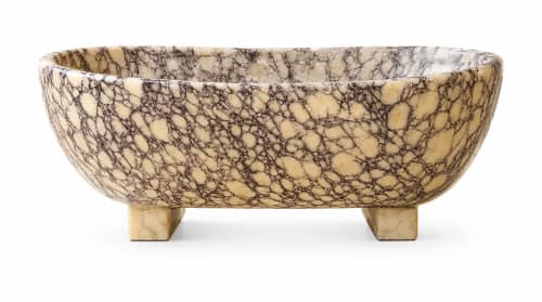 Calacatta Viola Marble Bathtub | Custom Luxury Natural Stone Soaking Tub | Water Fixtures by Vero Marble