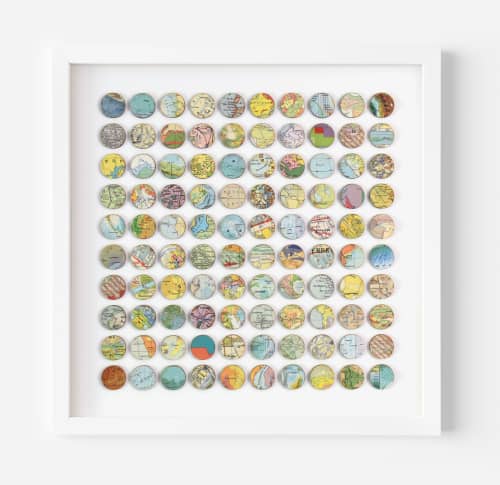 One Hundred World Map Dots Collage V1 | Paintings by Amelia Coward