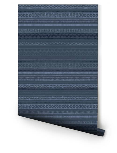 Rebozo - Azul | Wallpaper in Wall Treatments by Relativity Textiles. Item composed of fabric & paper