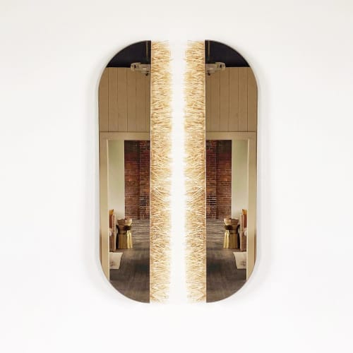 "Aria Raffia"- Bronze Racetrack Reflected Set | Mirror in Decorative Objects by Candice Luter Art & Interiors. Item made of glass with fiber