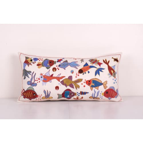 Suzani Bedding Pillow Made from a Vintage Uzbek Suzani, Anim | Cushion in Pillows by Vintage Pillows Store