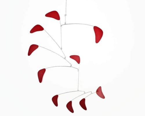 Hanging Mobile Red USA Sleek Minimalist Modern Design | Wall Sculpture in Wall Hangings by Skysetter Designs. Item made of metal compatible with minimalism and modern style