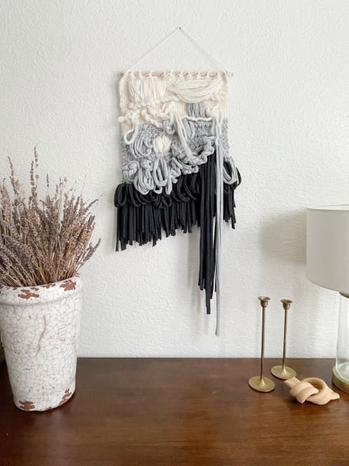 Abstract Woven Wall Hanging | Tapestry in Wall Hangings by Mpwovenn Fiber Art by Mindy Pantuso. Item composed of cotton and fiber