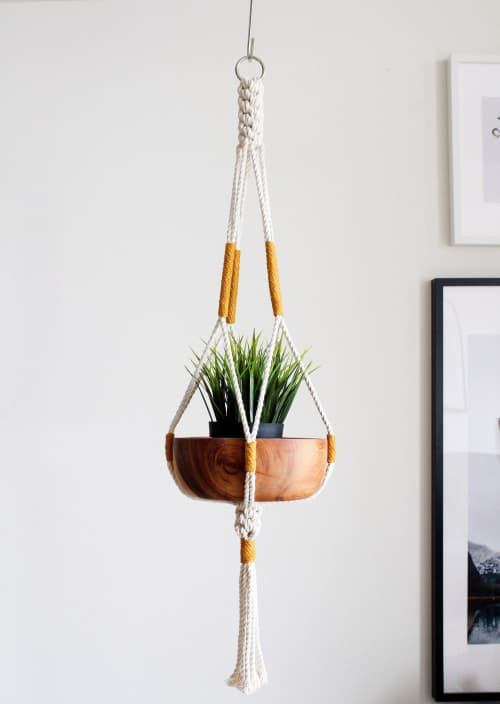 Minimalist Architectural Macrame Plant Hanger – 35” Handmade Indoor Planter | Plants & Landscape by Freefille