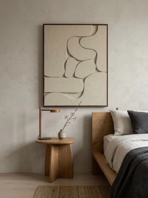 Modern Abstract Wall Sculpture – Minimalist 3D Art in Beige & White for Elegant Homes, Perfect Housewarming Gift - Wabi Sabi Style Artwork | Wall Hangings by Vaiva Art Atelier