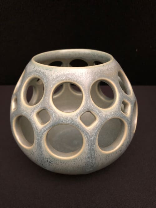Round Tea Light Holder | Ornament in Decorative Objects by Lynne Meade. Item composed of stoneware