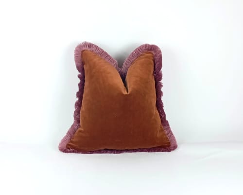 Pink fringe online pillow