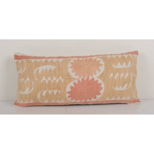 Yellow Suzani Embroidery Throw Pillow, Suzani Lumbar Pillow | Cushion in Pillows by Vintage Pillows Store. Item made of cotton
