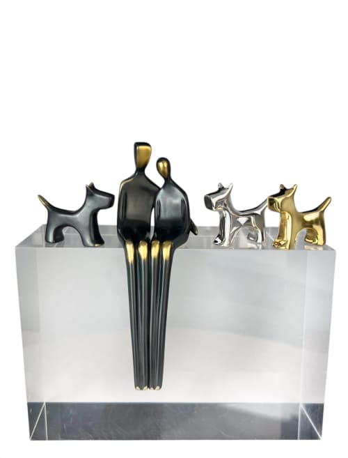Combo Set: Close to Me Sculpture with Miniature 1.75" Dog | Sculptures by YENNY COCQ