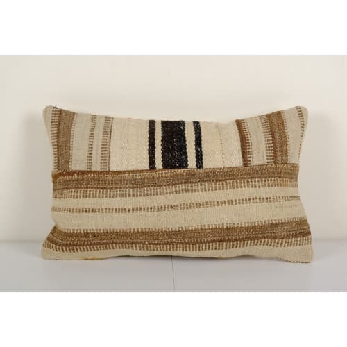 Anatolian Lumbar Patchwork Striped Kilim pillow cover Sofa | Sham in Linens & Bedding by Vintage Pillows Store. Item made of cotton with fiber