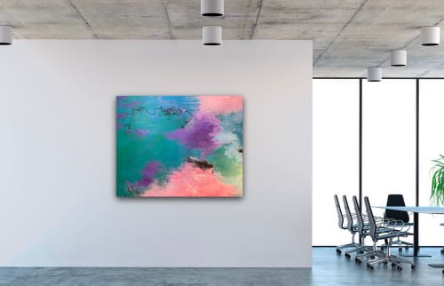 "Monet's Garden" 48x60 inches | Oil And Acrylic Painting in Paintings by Katie Willes. Item made of canvas & synthetic