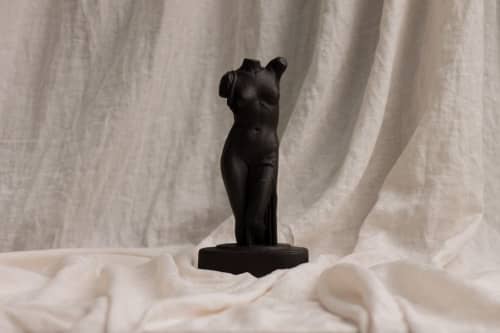 Female Torso Sculpture - Black | Sculptures by dellsculpture