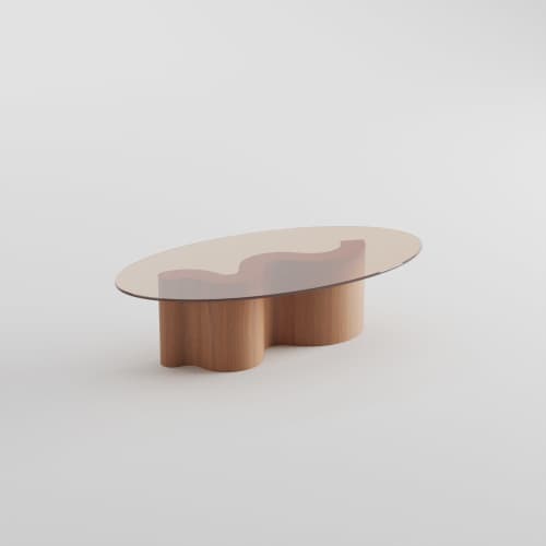 WaveWoo Coffee Table | Tables by OM Editions: A Limited Edition Furniture Collection. Item composed of oak wood and glass
