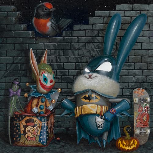 "Super Frenemies" | Wall Sculpture in Wall Hangings by Greg "CRAOLA" Simkins. Item made of cotton