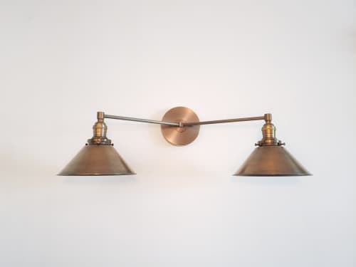 Bathroom Vanity Wall Sconce - Antique Brass Light - Mid | Sconces by Retro Steam Works. Item made of brass works with mid century modern & country & farmhouse style