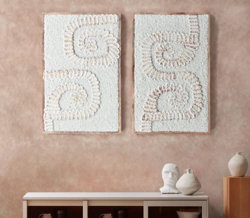 Handwoven Wool Jute Wall Art, Ivory Textured Panel, Modern Boho Framed Decor | Wall Hangings by Swiflo