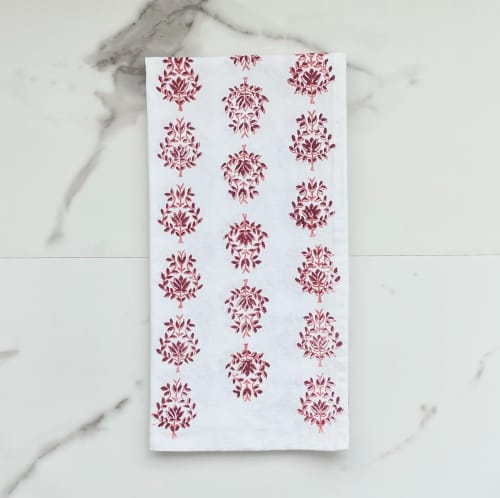 Tea Towel - Lotus, Coral & Mended Pink | Linens & Bedding by Mended. Item composed of cotton