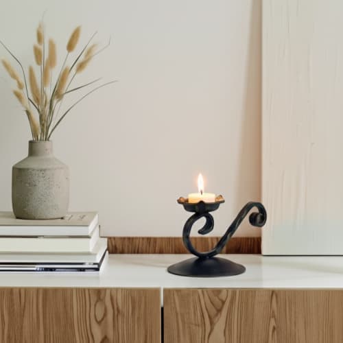 Cadence Candlestick | Handcrafted Curved Metal Candle Holder | Decorative Objects by edecra