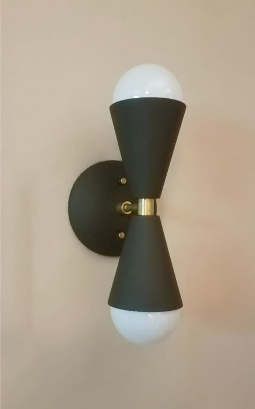 Industrial Black & Gold Light - Modern Linear Sconce - Raw | Sconces by Retro Steam Works. Item composed of brass in minimalism or mid century modern style