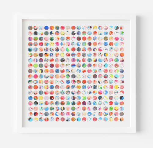 Three Hundred and Twenty Four Marbled Dots Collage Painting | Paintings by Amelia Coward