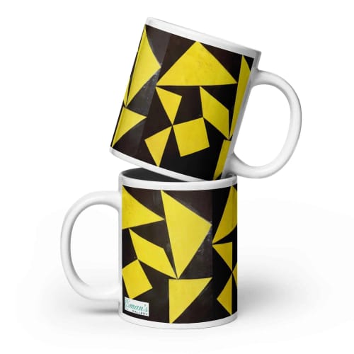 Coffee  Mug - Golden Fracture - Geometric Minimalist | Work by Eman's Gallery